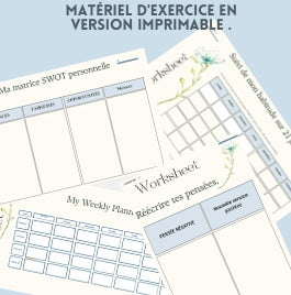 Le programme comprend 9 feuilles d’exercices réparties sur 8 chapitres. Chaque chapitre intègre une section pratique conçue pour vous accompagner dans l’atteinte de vos objectifs et favoriser votre réussite vers la meilleure version de vous-même.